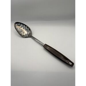 Vintage Ekco Slotted Spoon‎ Brown Handle Made in USA Kitchen Cooking Utensil